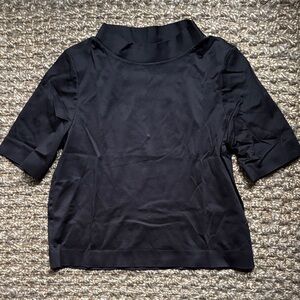 COS Black Short Sleeve Mock-Neck Top
